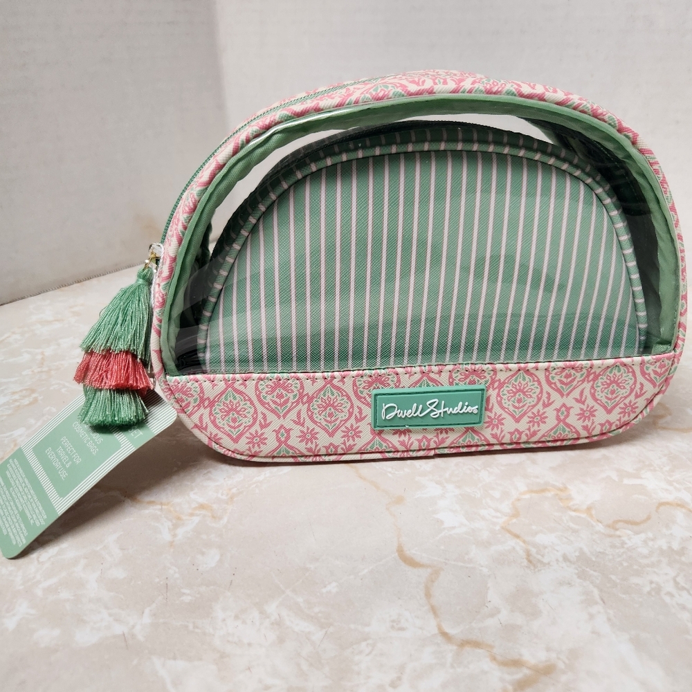 2pc Cosmetic Bags Pink Green Travel Vacation Organizer Makeup Bag Dwell Studios